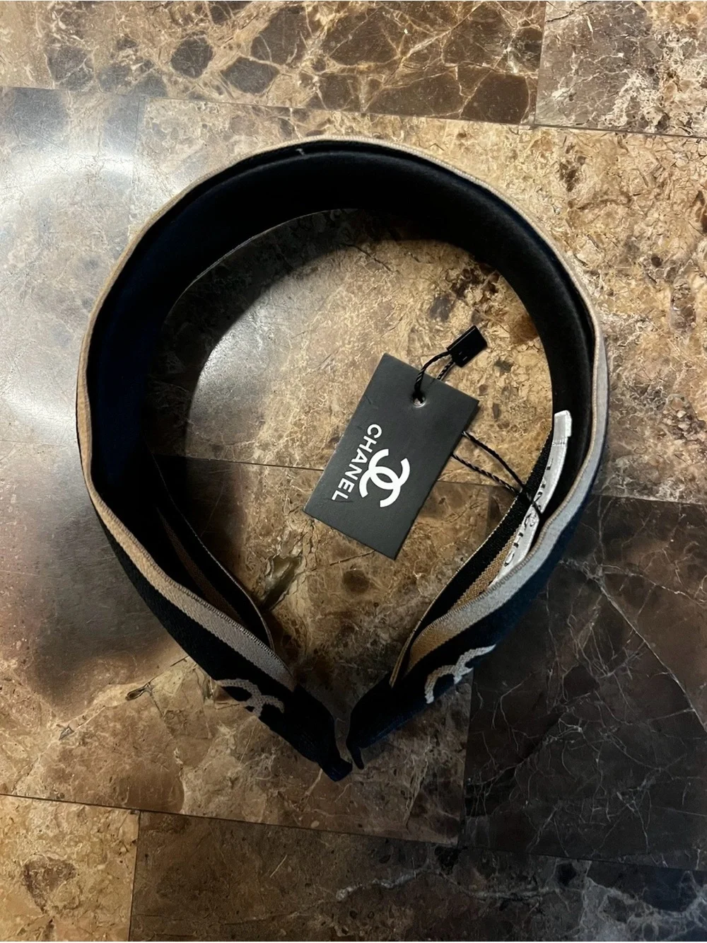 ✨ChaneI. Black and Tan Spell - Out Logo Headband